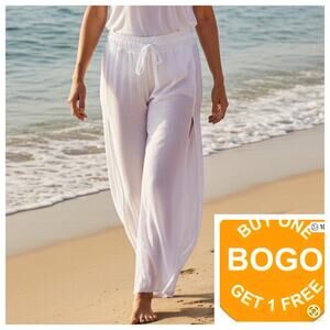 Cover 2 Cover Flowy Slit Wide-Leg Pants Bright white size Med NWT